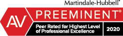 Martindale - Hubbell | AV | Preeminent | Peer Rated For Highest Level of Professional Excellence | 2020
